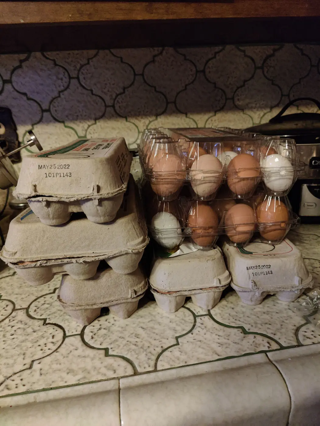 Cartons of fresh farm eggs